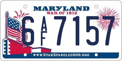 MD license plate 6AF7157