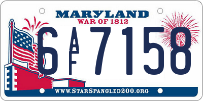 MD license plate 6AF7158