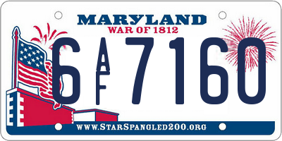 MD license plate 6AF7160