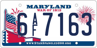 MD license plate 6AF7163