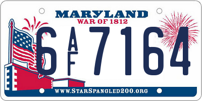 MD license plate 6AF7164