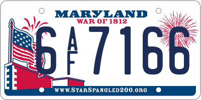 MD license plate 6AF7166