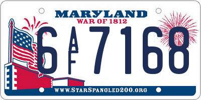 MD license plate 6AF7168