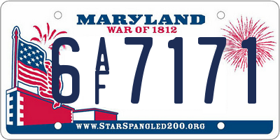MD license plate 6AF7171