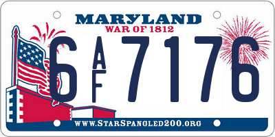 MD license plate 6AF7176