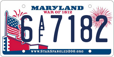 MD license plate 6AF7182