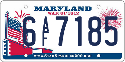 MD license plate 6AF7185