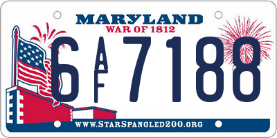 MD license plate 6AF7188