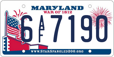 MD license plate 6AF7190