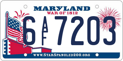 MD license plate 6AF7203