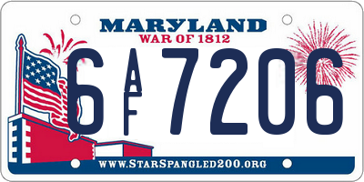 MD license plate 6AF7206