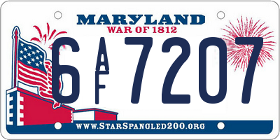 MD license plate 6AF7207