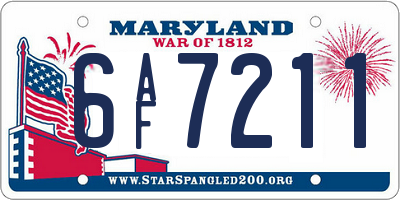 MD license plate 6AF7211