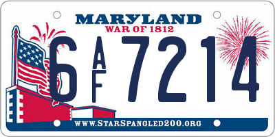 MD license plate 6AF7214