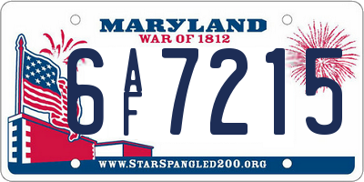 MD license plate 6AF7215