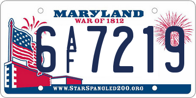 MD license plate 6AF7219