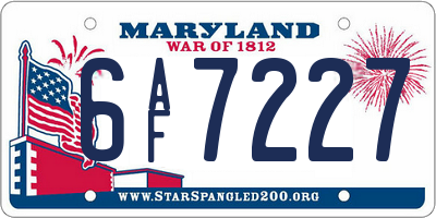 MD license plate 6AF7227