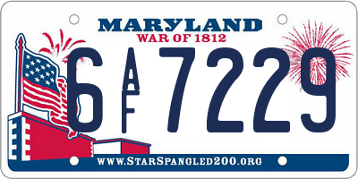 MD license plate 6AF7229