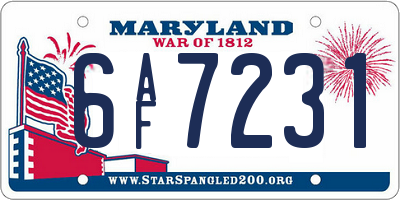 MD license plate 6AF7231