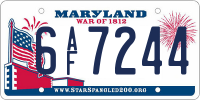 MD license plate 6AF7244