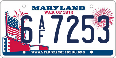MD license plate 6AF7253