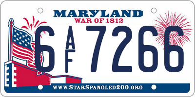 MD license plate 6AF7266