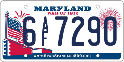 MD license plate 6AF7290