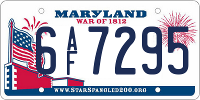 MD license plate 6AF7295