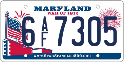 MD license plate 6AF7305