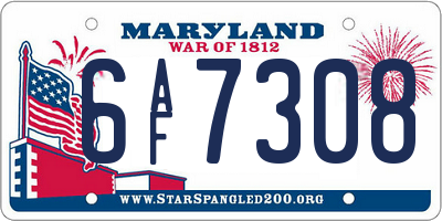 MD license plate 6AF7308
