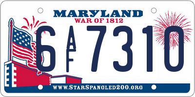 MD license plate 6AF7310