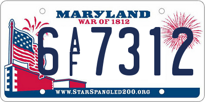 MD license plate 6AF7312