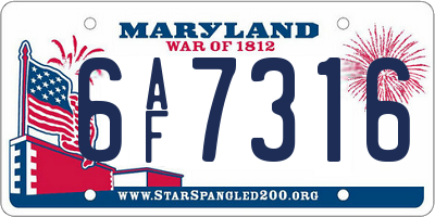 MD license plate 6AF7316