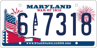 MD license plate 6AF7318