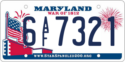 MD license plate 6AF7321