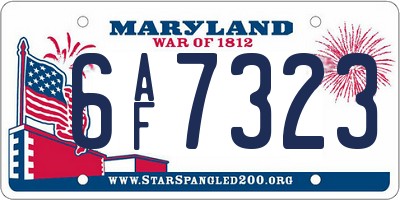 MD license plate 6AF7323