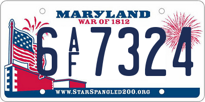 MD license plate 6AF7324