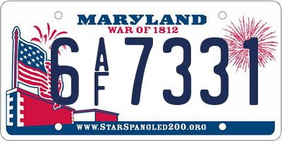 MD license plate 6AF7331
