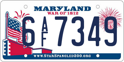 MD license plate 6AF7349