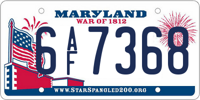 MD license plate 6AF7368
