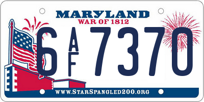 MD license plate 6AF7370