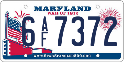 MD license plate 6AF7372
