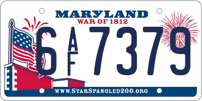 MD license plate 6AF7379