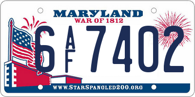 MD license plate 6AF7402