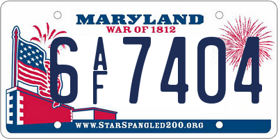 MD license plate 6AF7404