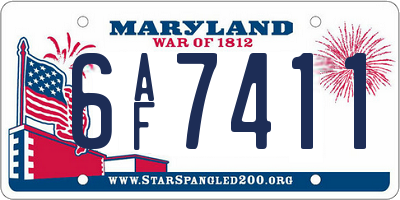 MD license plate 6AF7411