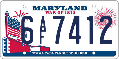 MD license plate 6AF7412
