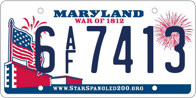 MD license plate 6AF7413