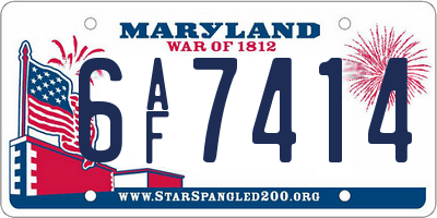 MD license plate 6AF7414