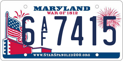 MD license plate 6AF7415